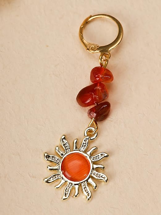 Sacina Boho Hippie Gothic Crystal Celestial Sun Earrings, Boho Earrings, Hippie Jewelry, Christmas Jewelry Gift For Women