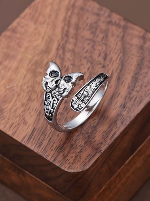 Vintage Adjustable Thumb Rings 925 Sterling Silver Sunflower/Red Cardinal/Butterfly/Turtle/Skull Ring Jewelrry for Women Men