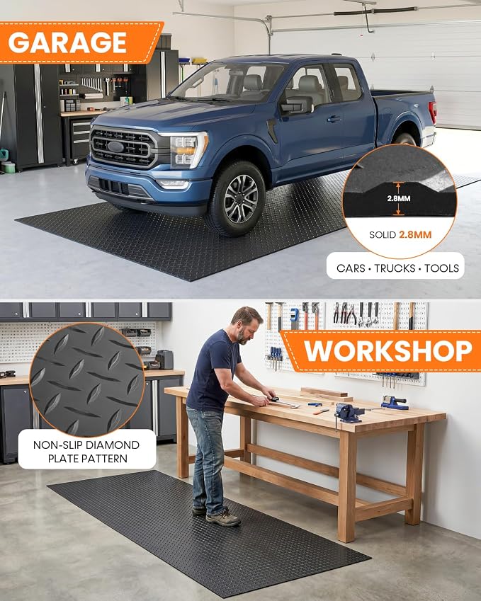 SEAL 6 x 20 FT Premium Garage Floor Mat, Solid 2.8mm Thick Lay-Flat Black - Image 3