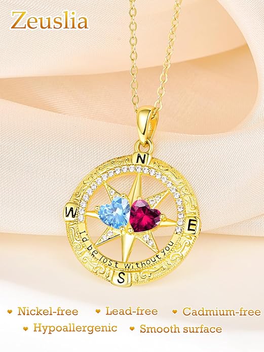 Valentine's Day Gifts for Wife 925 Sterling Silver Double Birthstone Pendant Necklaces I Love You for Always and Forever Necklace Anniversary Birthday Gifts for Wife Girlfriend Mom Her