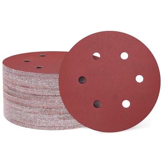 HARFINGTON 100 Pcs 6 Inch Sanding Discs 2000 Grit Red Aluminum Oxide 6 Hole | by HARFINGTON