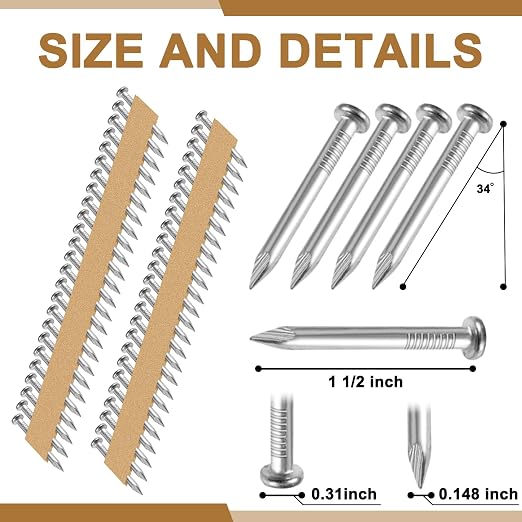 Zonon 3000 Count 1-1/2 Inch x 0.148 Inch Galvanized Joist Hanger Nail 34 Degree - Image 2