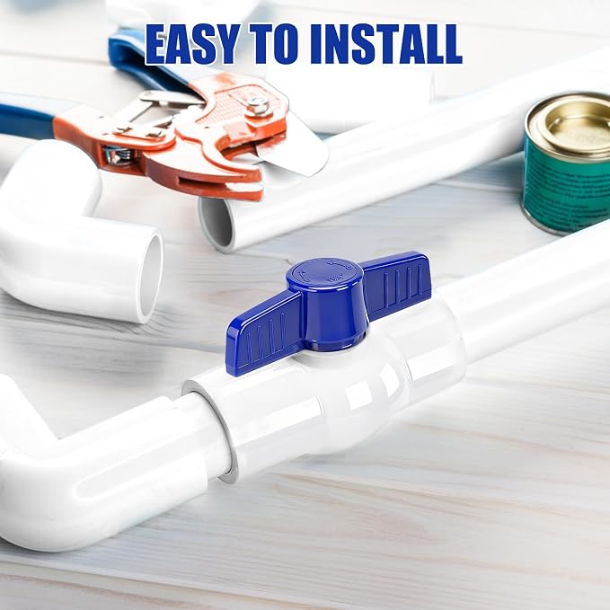 6 Pack PVC Ball Valve 1-1/4inch, PVC Water Pipe Shut Off Valve 1-1/4'' - Image 3