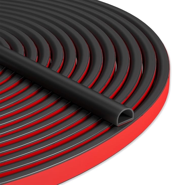 40FT Weather Stripping Door Seal, Self-Adhesive Silicone D-Shaped Seal Strip by Bantie