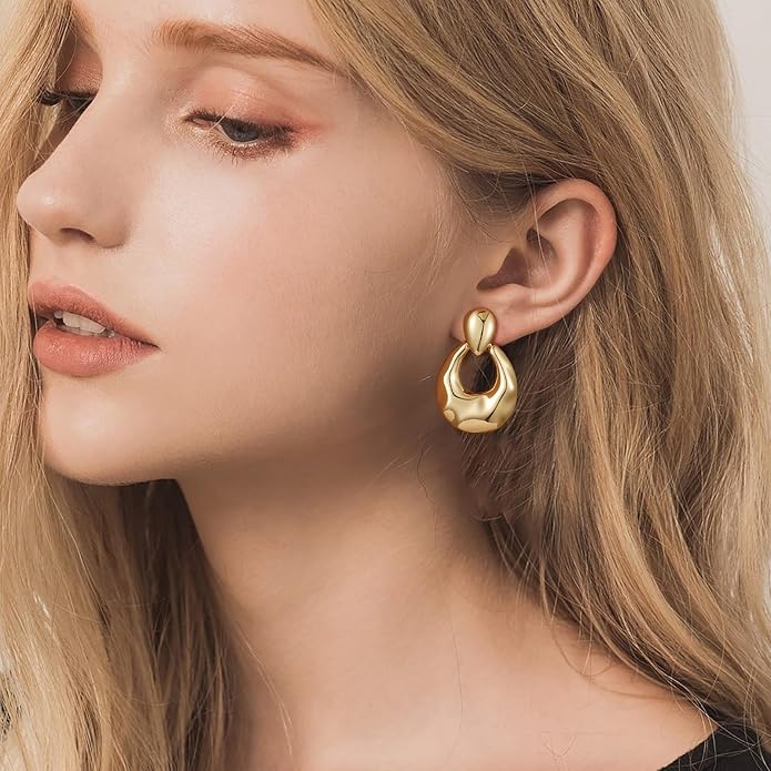Clip on Earrings for Women Hypoallergenic Statement Retro Clip Earrings 14K Gold/Silver Plated Hoop Dangle Earrings 5A Cubic Zirconia Round Multiple Styles for Women Fashion Trendy Jewelry Gifts