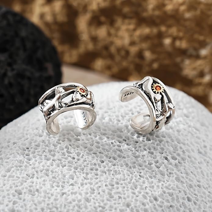 CHIC & ARTSY 925 Sterling Silver Ear Cuffs for Women, Non Piercing Clip On Cartilage Cuffs, Adjustable Fake Conch & Helix Earrings, Gold Plated & Oxidized Various Styles
