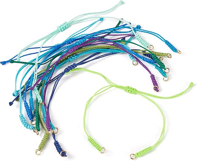 30Pcs Braided Adjustable Cord for Bracelet,Waxed Polyester Cord,Semi Finished Friendship Bracelet String,Adjustable Bracelet Knot Rope Handmade Braid String for Jewelry Making DIY Craft
