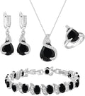 GZWHD Jewelry Set for Women Water Drop Cubic Zirconia Artificial Crystal Earrings Pendant Necklace Open Ring Tennis Bracelet Wedding Anniversary Birthday Engagement Gift for Bridesmaid Wife Girlfriend Friend