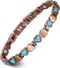 Feraco Pure Copper Bracelets for Women, Ultra Strength Magnetic Bracelet with 3800 Gauss Magnets & Natural Turquoise & Stones, Adjustable, Jewelry Gift