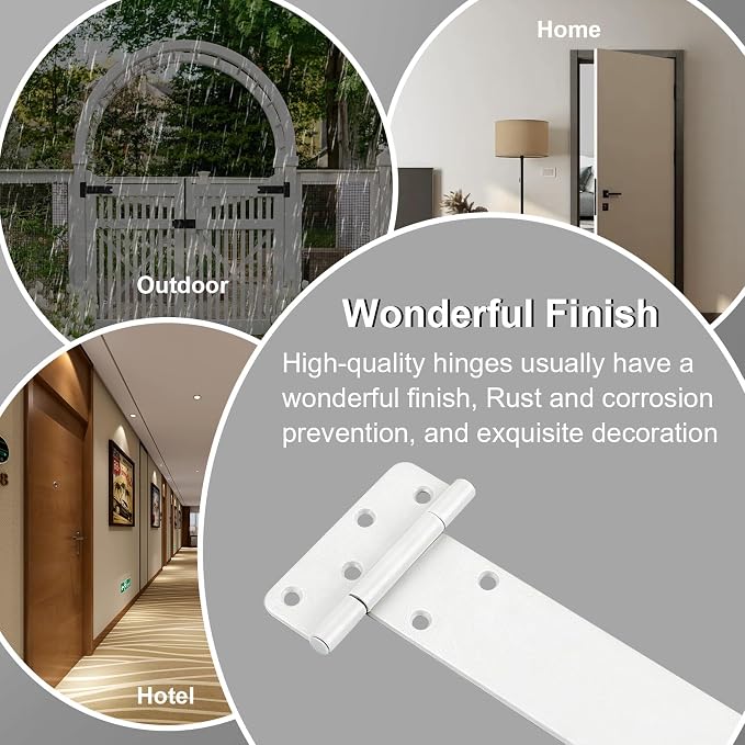 4 Pack 8" Door Hinges, 300 Lbs Capacity Heavy Duty Gate Hinges | Matte white - Image 5