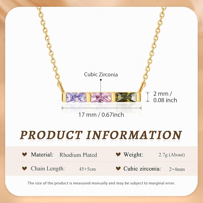 Wendy Made Personalized 1-6 Birthstone Necklace for Women — Custom Dainty Jewelry with Adjustable Chain for Mother’s Day, Birthday, Anniversary & Christmas Gifts