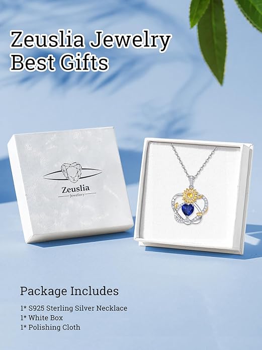 Valentine's Day Gifts for Wife 925 Sterling Silver Double Birthstone Pendant Necklaces I Love You for Always and Forever Necklace Anniversary Birthday Gifts for Wife Girlfriend Mom Her