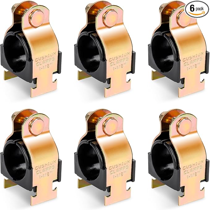 6 Pack Rubber Cushion Pipe Strut Clamp, 1-1/8" OD, Heat Resistant, Easy by LBGProducts