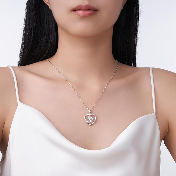 Moissanite Necklace for Women, S925 Sterling Silver Necklace, Mom Birthday Gifts, Anniversary Present for Wife Women, Jewelry Gifts for Valentine's Day