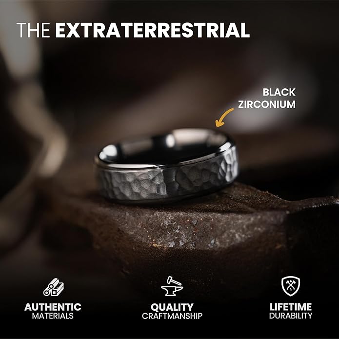 Manly Bands: Mens Black Plated Tungsten and Black Zirconium Wedding Bands and Rings - Comfort Fit and Stylish Black Rings for Men, Free Silicone Ring Included