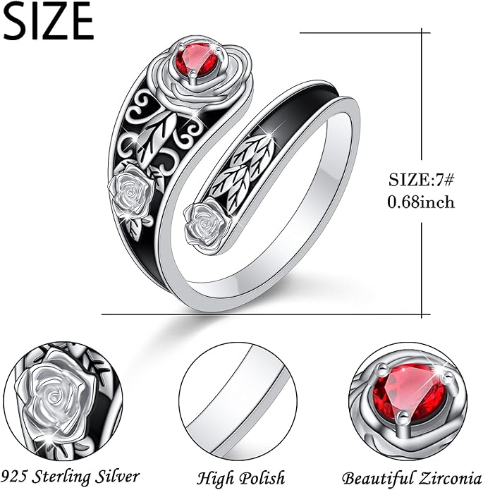 Hamsa Hand of Fatima Lotus Evil Eye/Love Heart/Butterfly/Rose Spoon Adjustable Open Rings 925 Sterling Silver Statement Ring Jewelry Gifts for Women