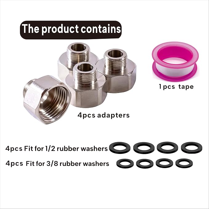 4 PCS brass Water Line Adapter, Pipe Fittings in 1/2" Female to 3/8" Male - Image 4