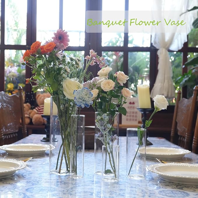 60pcs Cylinder Glass Vase for Centerpieces, 10 inch Tall Clear Flower Vase Bulk - Image 6