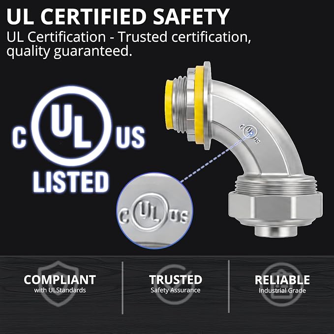 1/2 Inch 90 Degree Liquid Tight Connector, corrosion resistant, 90° elbow - Image 4
