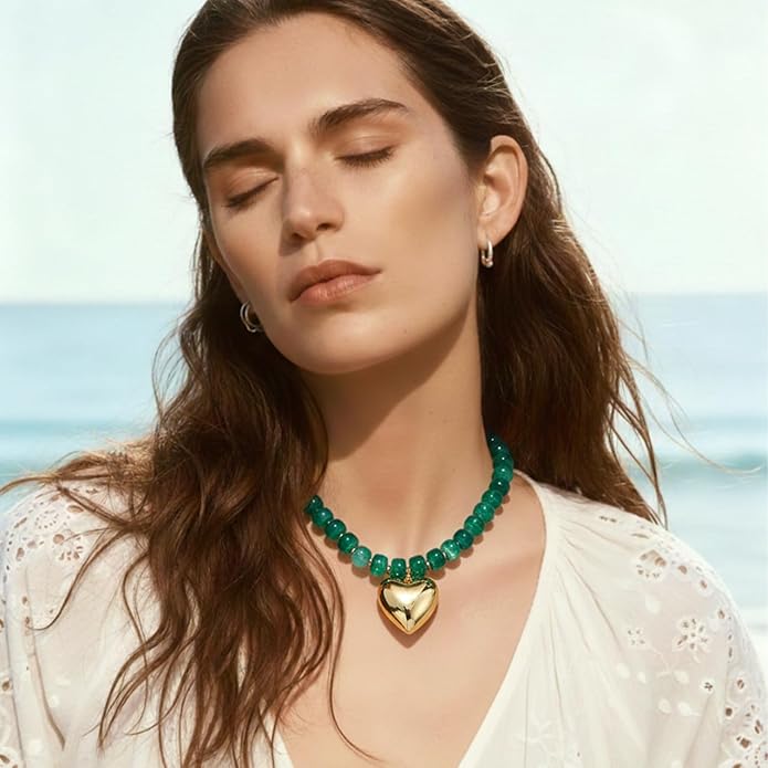 LILIE&WHITE Resin Chunky Beaded Necklace for Women Minimalistic Modern Statement Necklace Jewelry Accessories