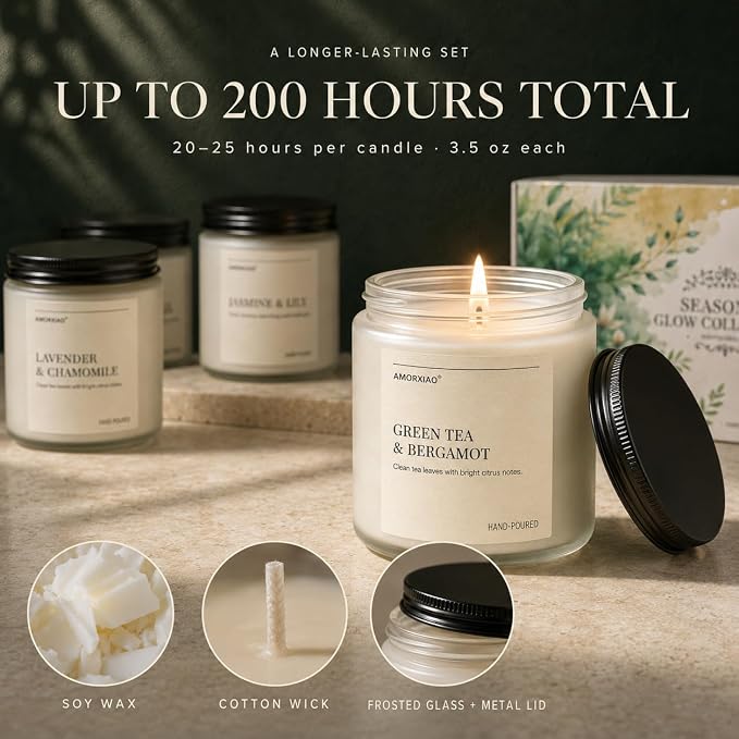 Scented Candles Gift Set for Women, 8 Pack Soy Wax Jar Candles | 28 oz Total - Image 4