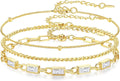 Gold Birthstone Bracelet for Women, 18K Gold Plated Layered Jewelry Bracelet Set, Womens Dainty Stackable Bracelets Link Paperclip Chain Valentines Day Gift for Wife Her
