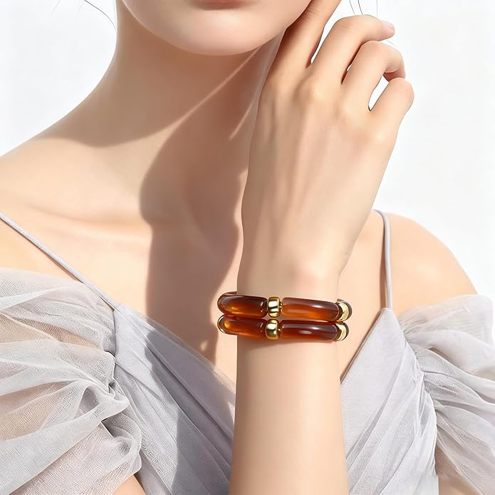 Chunky Acrylic Bracelets for Women -4Pcs Trendy Chunky Bangle Fashion Big Stackable Bangles Set, Trendy Cuff Bracelet Stack Fashion Womens Jewelry Gifts
