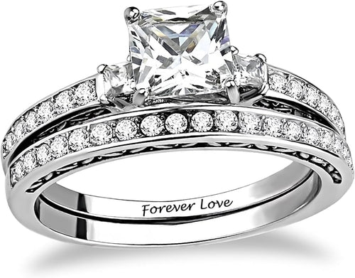 1 to 5 Carat Moissanite Ring Set S925/10K/14K/18K Gold, Princess Cut VVS1 Clarity D Color Moissanite Engagement Rings Set Luxury Bridal Jewelry Wedding Gifts for Women