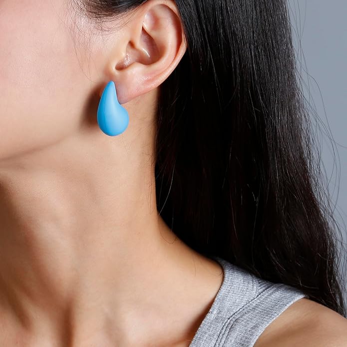 Chunky Acrylic Hoop Earrings, Lightweight Waterdrop Hoops Earrings, Hypoallergenic Trendy Jewelry for Women