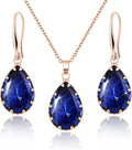 Linawe Crystal Jewelry Sets for Women, Imitation Diamond Pendant Necklace, Rhinestone Drop Dangle Earrings, Birthstone Cubic Zirconia Matching Wedding Jewelry, 14K Gold/Rose Gold/Silver Tones