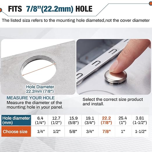 Hicarer 15 Pack Fit 7/8" Hole Metal Hole Plugs, Fit 1/2" Knockout, - Image 2