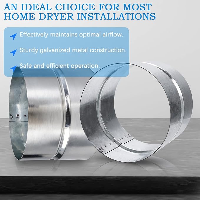 4 Inch Galvanized Metal Vent Duct Connector, Dryer Pipe Connection | - Image 6