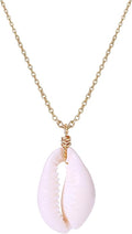 Natural Seashell Shell Scallop Pendant Choker Necklace Adjustable 18K Gold Plated Cable Chain Handmade Jewelry for Women Girls