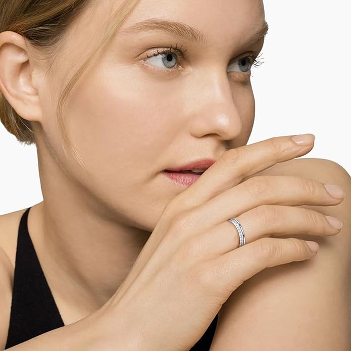 OOOPEL Sterling Silver Adjustable Ring S925 Silver Rings for Women Cubic Zirconia Twist Love Knot Dainty Ring Silver Minimalist Open Finger Rings Silver Thumb Sterling Silver Ring