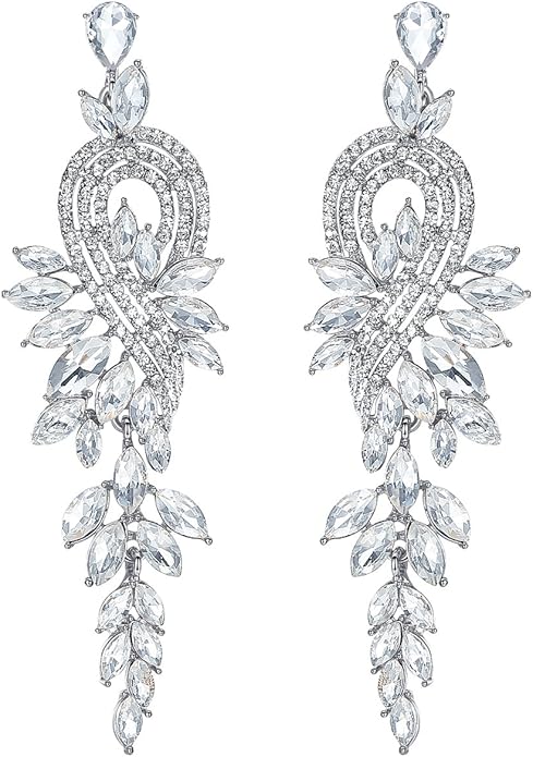 mecresh Marquise Crystal Bridal Chandelier Dangle Drop Earrings Ladies Gifts in Silver/Gold Tone