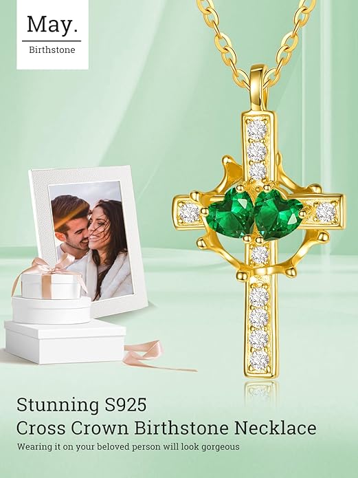 Valentine's Day Gifts for Wife 925 Sterling Silver Double Birthstone Pendant Necklaces I Love You for Always and Forever Necklace Anniversary Birthday Gifts for Wife Girlfriend Mom Her