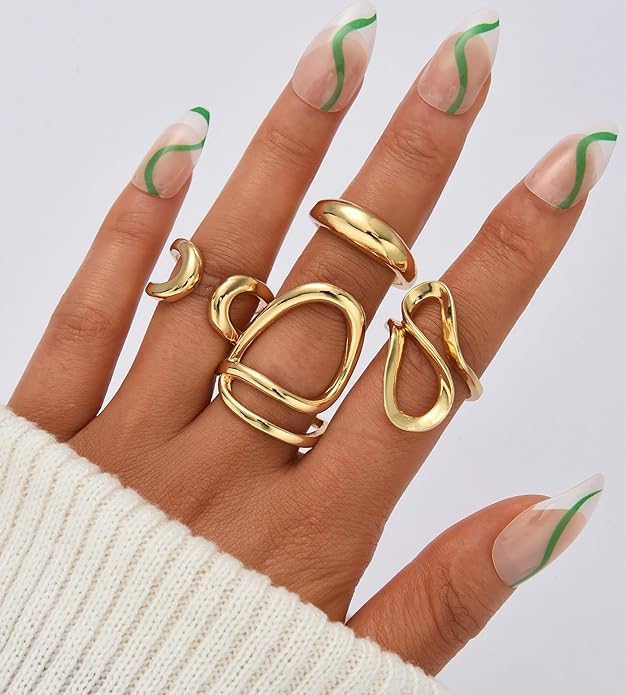 YEEZII 20 Pcs Gold Ring Set for Women, Chunky Statement Flower Finger Midi Rings, Big Boho Stacking Rings Pack Trendy Stuff Jewelry Gift