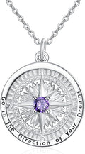 KINGWHYTE Graduation Gifts Birthstone Necklace for Women 925 Sterling Silver Compass Pendant Go in the Direction of your Dream Travel Jewelry Birthday Gift for Her