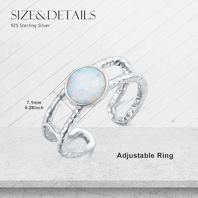 Sterling Silver Blue Butterfly Opal Rings for Women,Butterfly Open Ring Butterfly Ring Butterfly Adjustable Ring Opal Ring Jewelry Gift for Hers Ring Adjustable Size 6-9-1