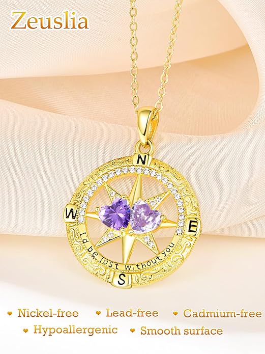 Valentine's Day Gifts for Wife 925 Sterling Silver Double Birthstone Pendant Necklaces I Love You for Always and Forever Necklace Anniversary Birthday Gifts for Wife Girlfriend Mom Her