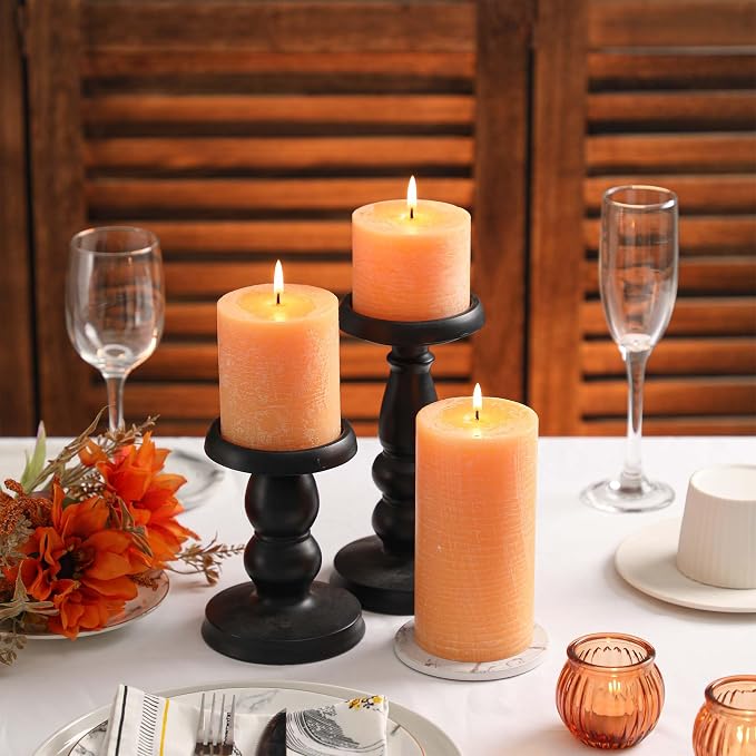 3x4 Inch Fall Yellow Pillar Candles Set of 3 - Image 6
