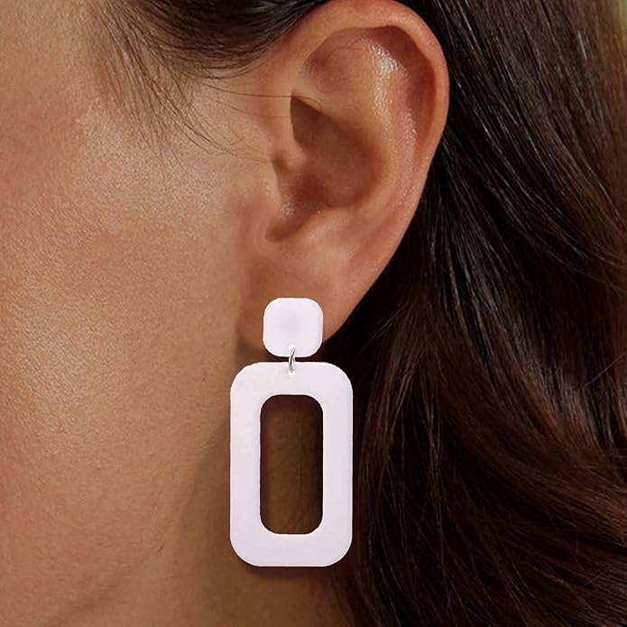 70s Earrings Retro White Acrylic Hoop Earrings 70s Accessories for Women 70s Jewelry Disco Outfits for Women