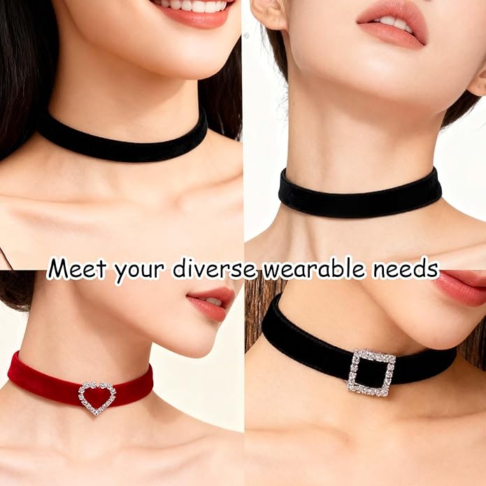 Black Goth Choker Necklace for Women,Black Elegantes Lace Chokers Set,Punk Jewelry Clothes Accessories