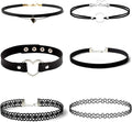 Gothic Choker Necklace for Women 6pcs Black Lace Chokers Set Punk Goth Jewelry Clothes Accessories