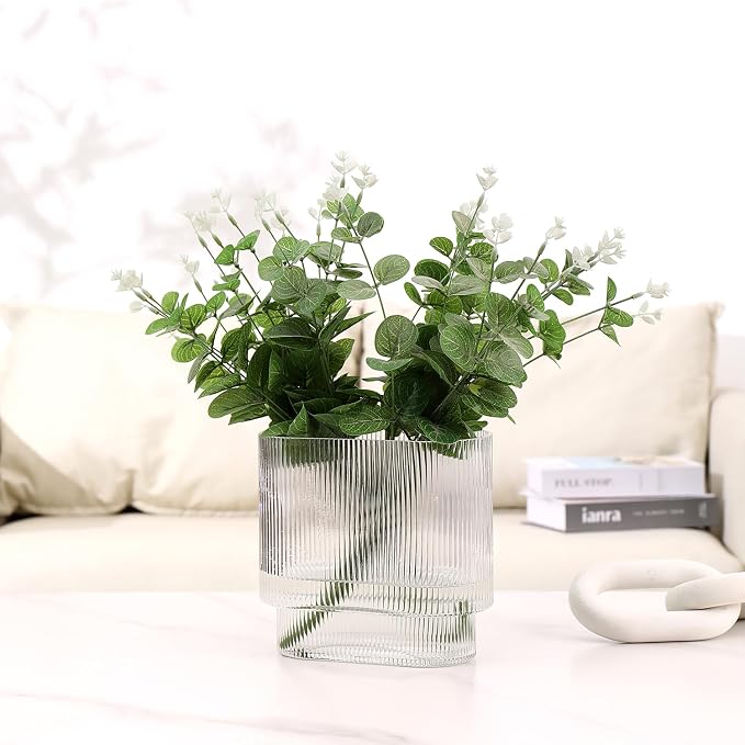 Ribbed Vase, Fluted Glass Vase for Flowers, Modern Vases for Living Room - Image 8