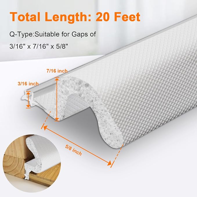 Storystore 20 FT Foam Kerf Weather Stripping Door Seal, Draft blocking - Image 3