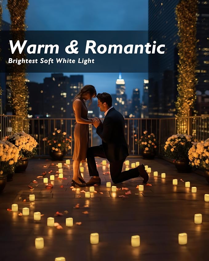 Homemory 24 Pack Ivory Flameless Flickering LED Votive Tealights Candles | - Image 5