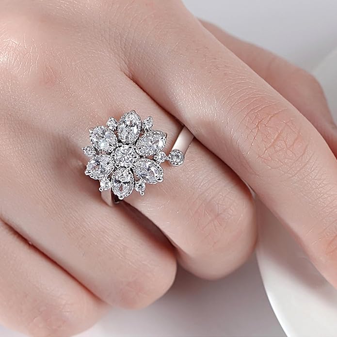 18K Gold Plated Rings for Women and Teen Girls Non Tarnish Cubic Zirconia Fidget Ring Butterfly/Snake/Mesh/Cross/Crown Knuckle Ring Open Adjustable Statement Stacking Chunky Rings