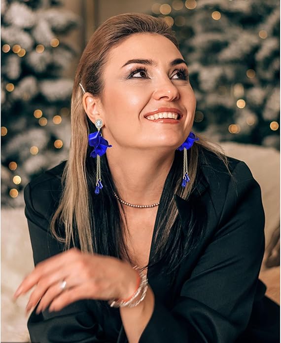 Flower Petal Necklace Earrings Set Layered Statement Beaded Jewelry Set for Women Summer Necklace Earrings