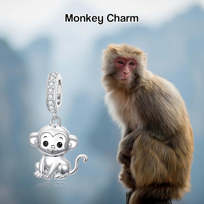 PROESS Sterling Silver/Red Panda/Cow/Highland Cow/Otter/Squirrel/Elephant/Axolotl/Cat/Fox/Bee/Butterfly/Hummingbird/Tiger/Lion/Mokeny/Koala/Dog Charm Animal Charms Bead for Jewelry Making